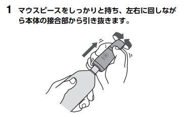 YDS-120用マウスピースの引き抜き方の図解説明