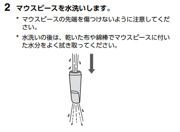 YDS-120用マウスピースの水洗い方法の図解画像