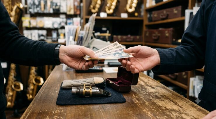 店舗でのマウスピースの購入場面