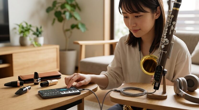 スマホアプリと優先で接続している電子サックス