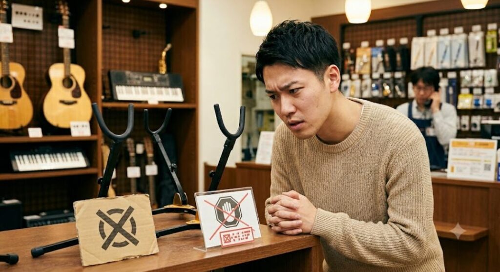 販売停止の表示がされたサックス