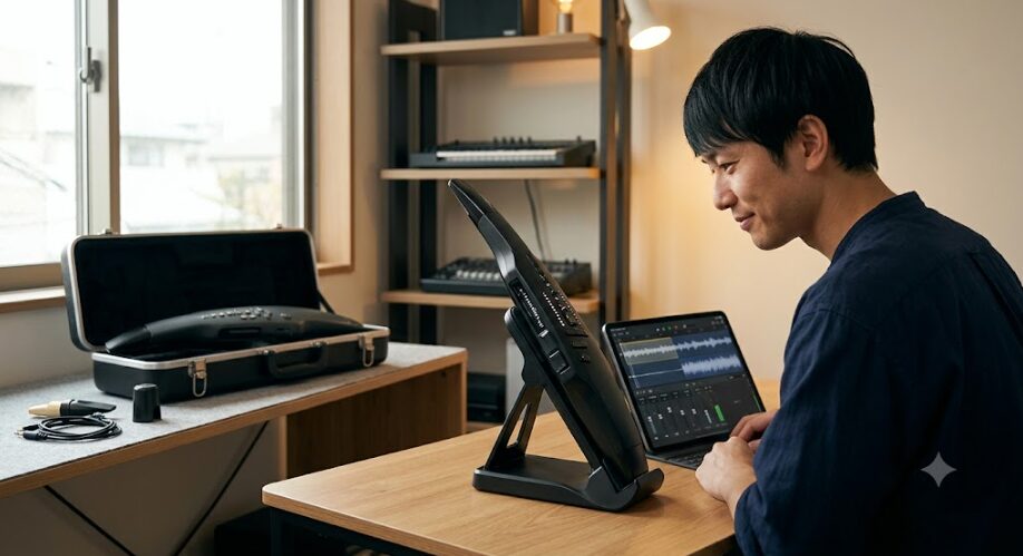 AE-10とAE-20を見比べてる男性の画像