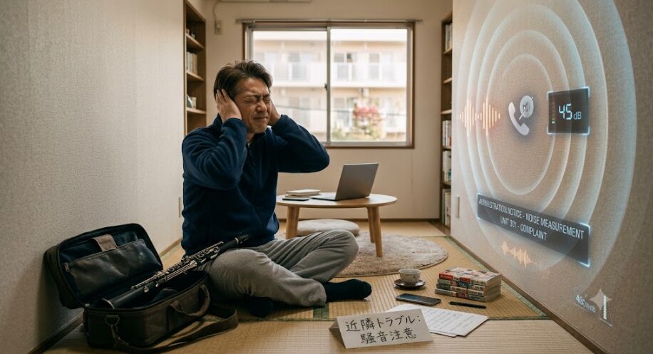 アパート内で騒音に悩む男性