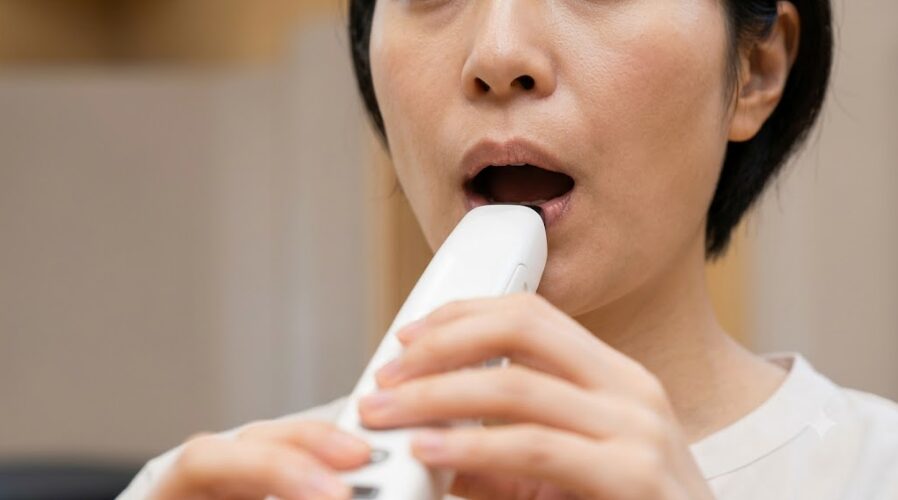 ヴェノーヴァと練習する女性の口元のアップ
